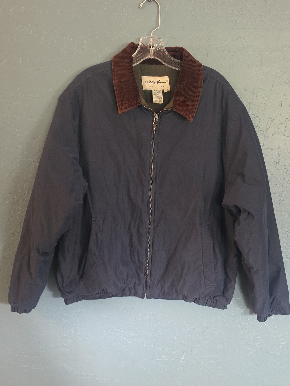 VTG Eddie Bauer Navy Bomber Jacket with Brown Corduroy Collar